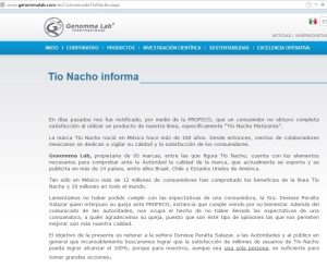 Website Genomma Lab Tío Nacho PROFECO